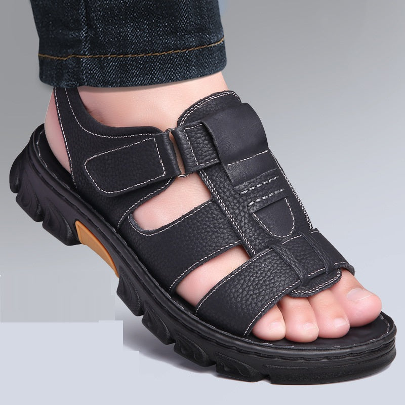 Summer Cowhide Soft Bottom Dual-Use Sandals Men for Beach Wear Global swanky 3