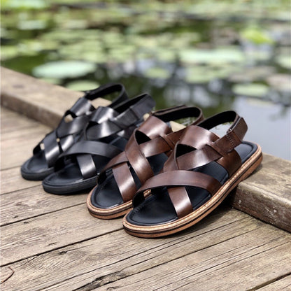 Summer Genuine Leather Casual Sandals Men for Daily Beach Wear Global swanky 1