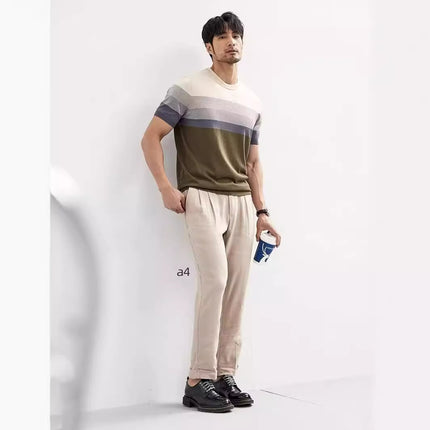 Summer New Light Short Sleeve Knitted Sweater for Men global swanky 3