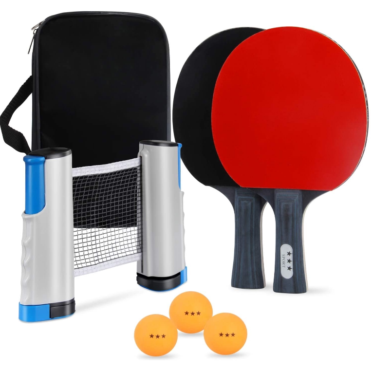  Table Tennis Racket Set with Net Stand for Family Fun Play global-swanky 1