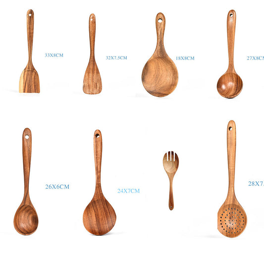 Teak Natural Wood Tableware Cooking Tool Set for Kitchen Use global-swanky 3