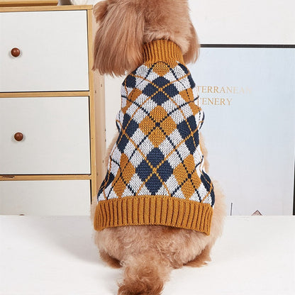 Thanksgiving Pet Clothes Lapel Retro Plaid Contrast Color Global swanky 1