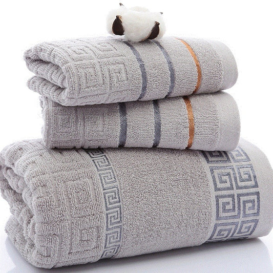 Three-Piece Cotton Towel Set Perfect for Bathroom Essentials globalswanky 1