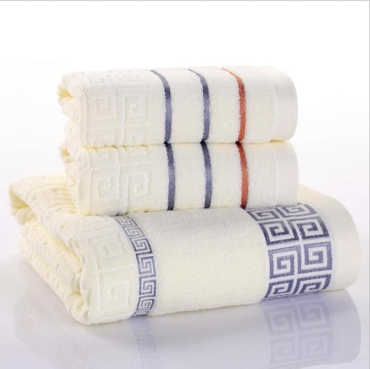 Three-Piece Cotton Towel Set Perfect for Bathroom Essentials globalswanky 2