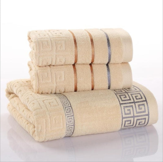 Three-Piece Cotton Towel Set Perfect for Bathroom Essentials globalswanky 3