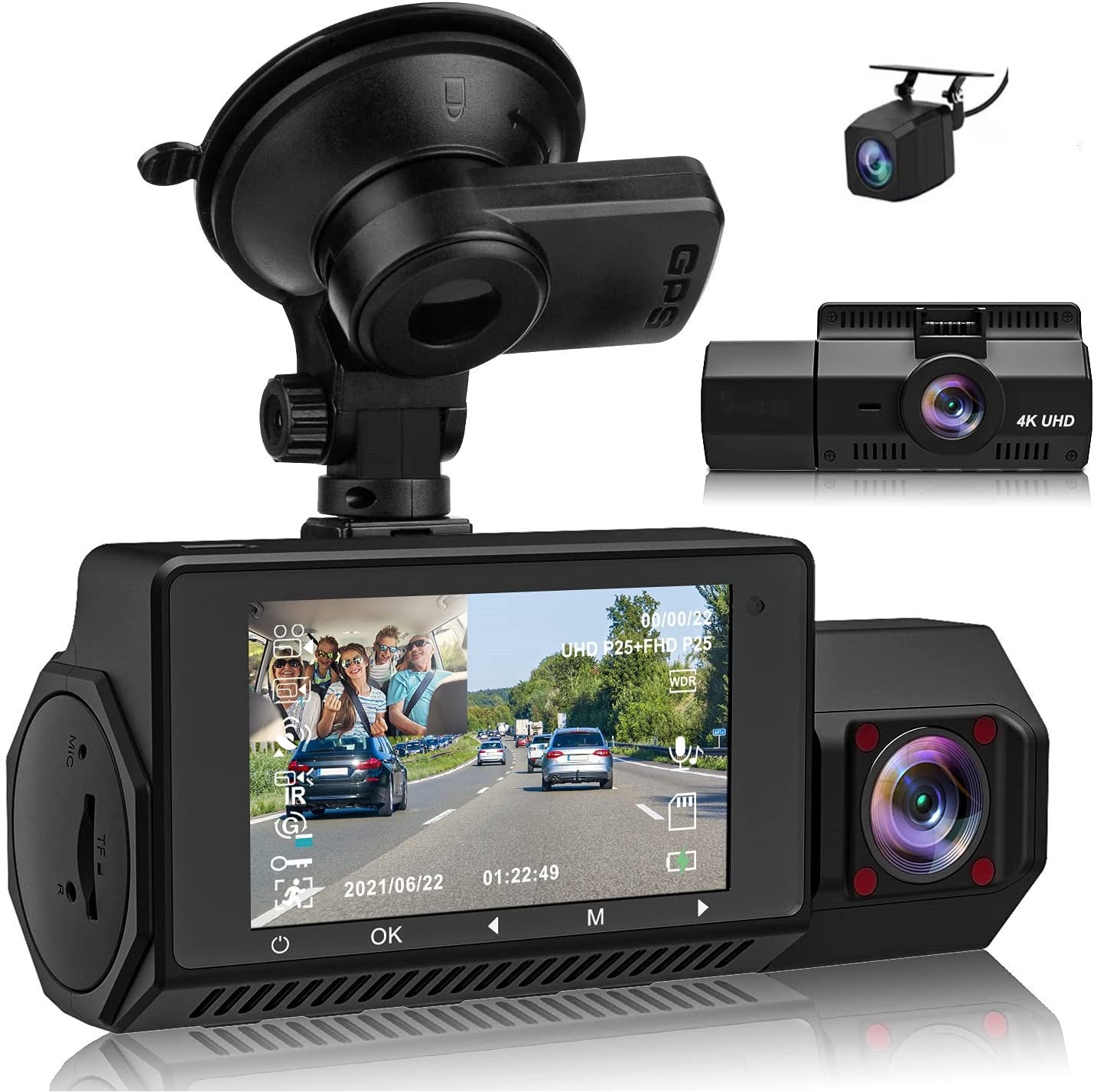 Three Record WiFi Car Dashcam 4K HD Night Vision Driving Safety Global swanky 3