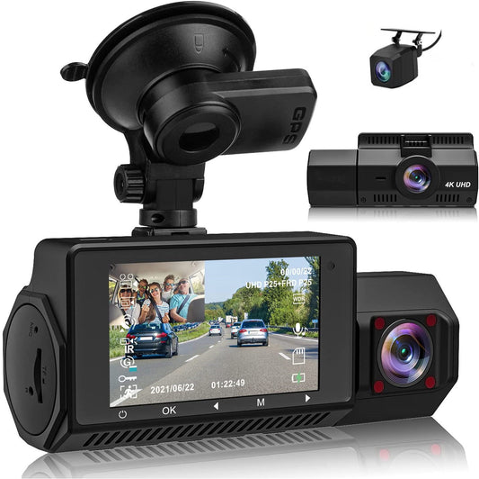 Three Record WiFi Car Dashcam 4K HD Night Vision Driving Safety Global swanky 3