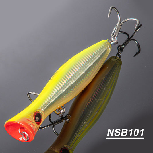 Topwater Popper Fishing Lure – Floating Surface Bait with Treble Hooks Global swanky 1