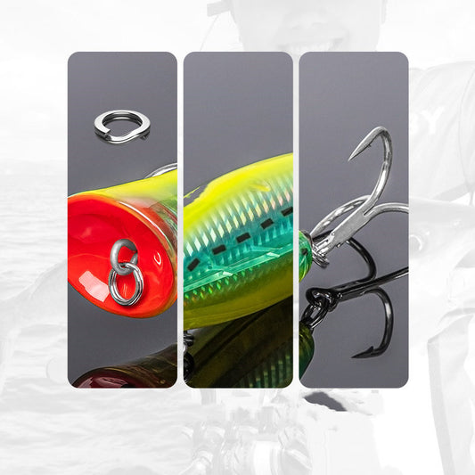 Topwater Popper Fishing Lure – Floating Surface Bait with Treble Hooks Global swanky 2