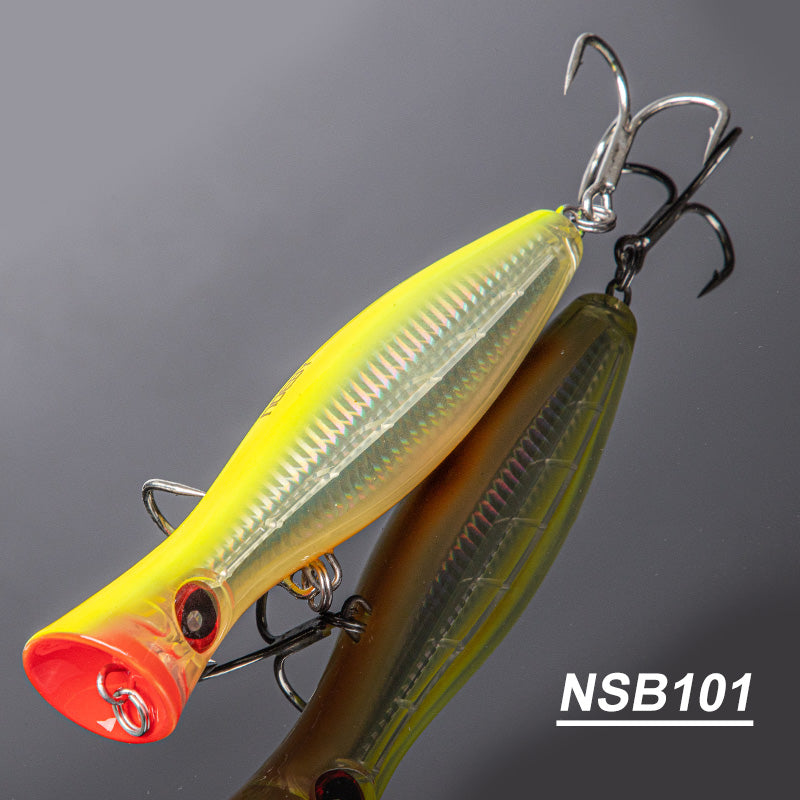 Topwater Popper Fishing Lure – Floating Surface Bait with Treble Hooks Global swanky 3