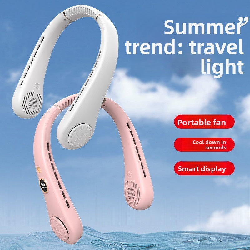  USB Rechargeable Bladeless Neck Hanging Fan Airflow Control global-swanky 2