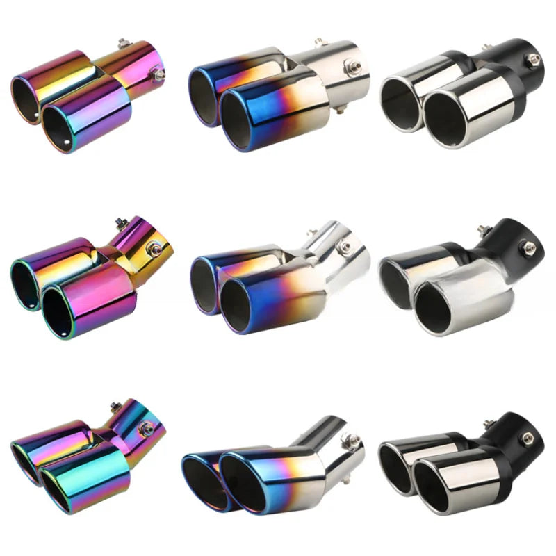 Universal Stainless Steel Tail Exhaust Pipe Double Muffler Kit Global swanky 1