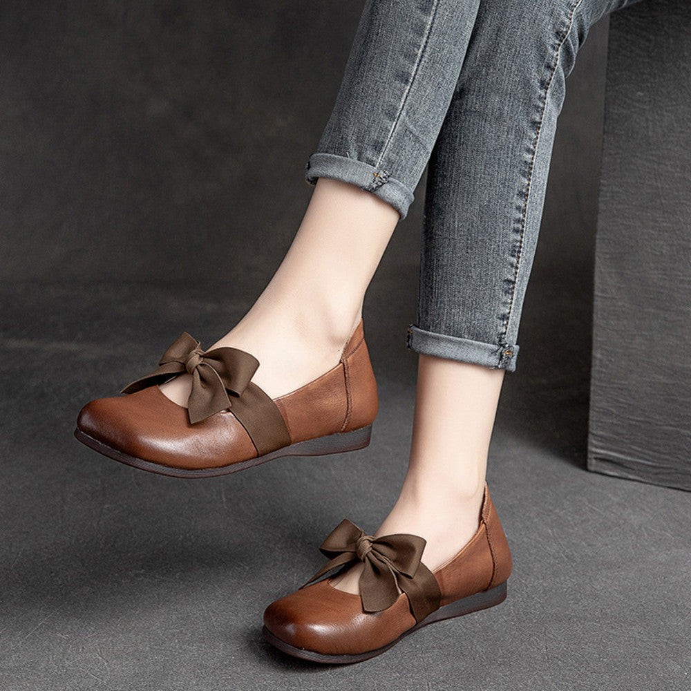 Vintage Ethnic First Layer Leather Flats Casual Women Shoes Global swanky 1