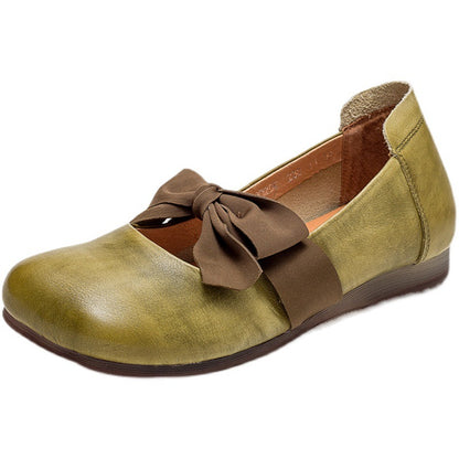 Vintage Ethnic First Layer Leather Flats Casual Women Shoes Global swanky 2