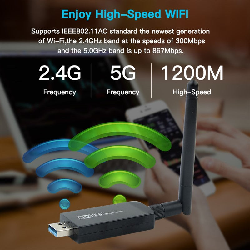 W97L 1200M USB Wireless Network Card for Laptops and Desktops Global swanky 1