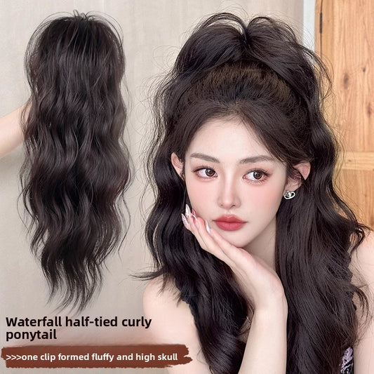 Waterfall Half Tie Clip On Ponytail Wig for a Natural Look Global Swanky 01