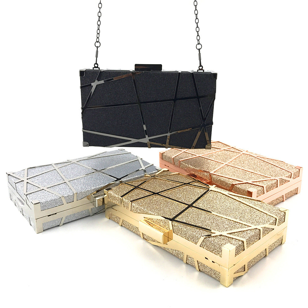 Wedding Clutches Gold Glitter Chain Shoulder Bag for Women Party Global swanky 3