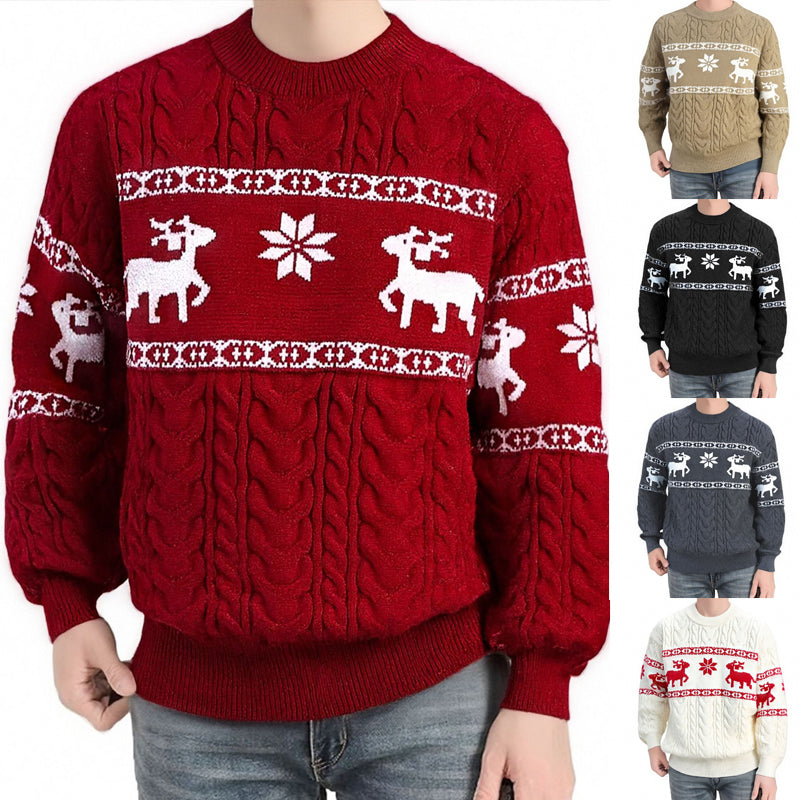 Winter Christmas Pullovers Sweater For Men  Round Neck Tops Global swanky 1