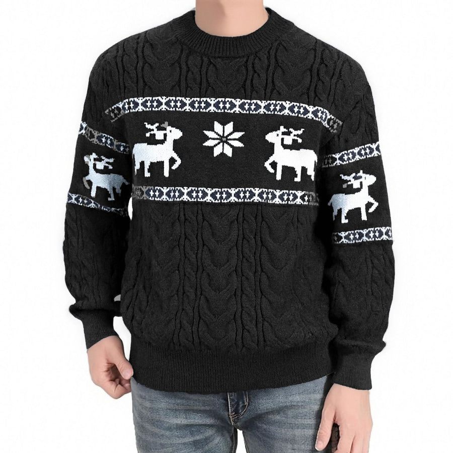 Winter Christmas Pullovers Sweater For Men  Round Neck Tops Global swanky 2