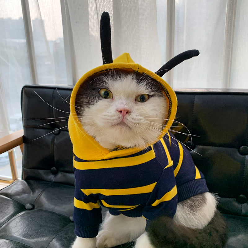 Winter Warm Clothes Cute Plush Coat Hoodies For Bulldog Pet Costume Jacket Bee Pet Puppy Coat Global swanky 1