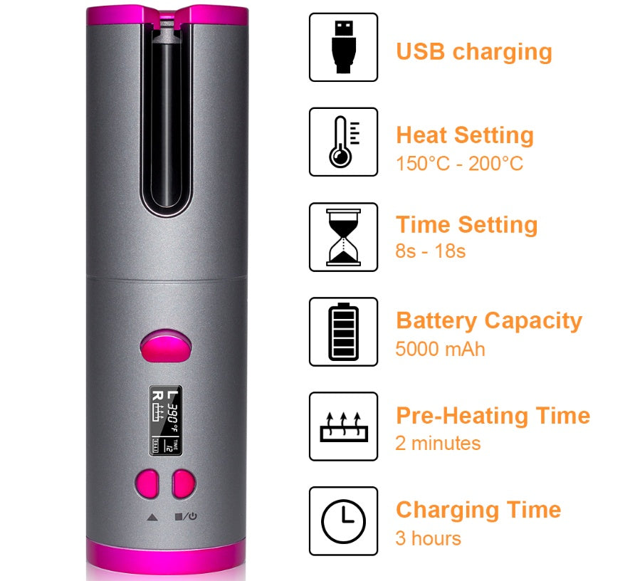 Wireless USB Curling Iron with Charging Function for Styling globalswanky 03