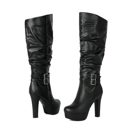 Women’s Chunky-Heeled Over-the-Knee Plus-Size Boots global swanky 3