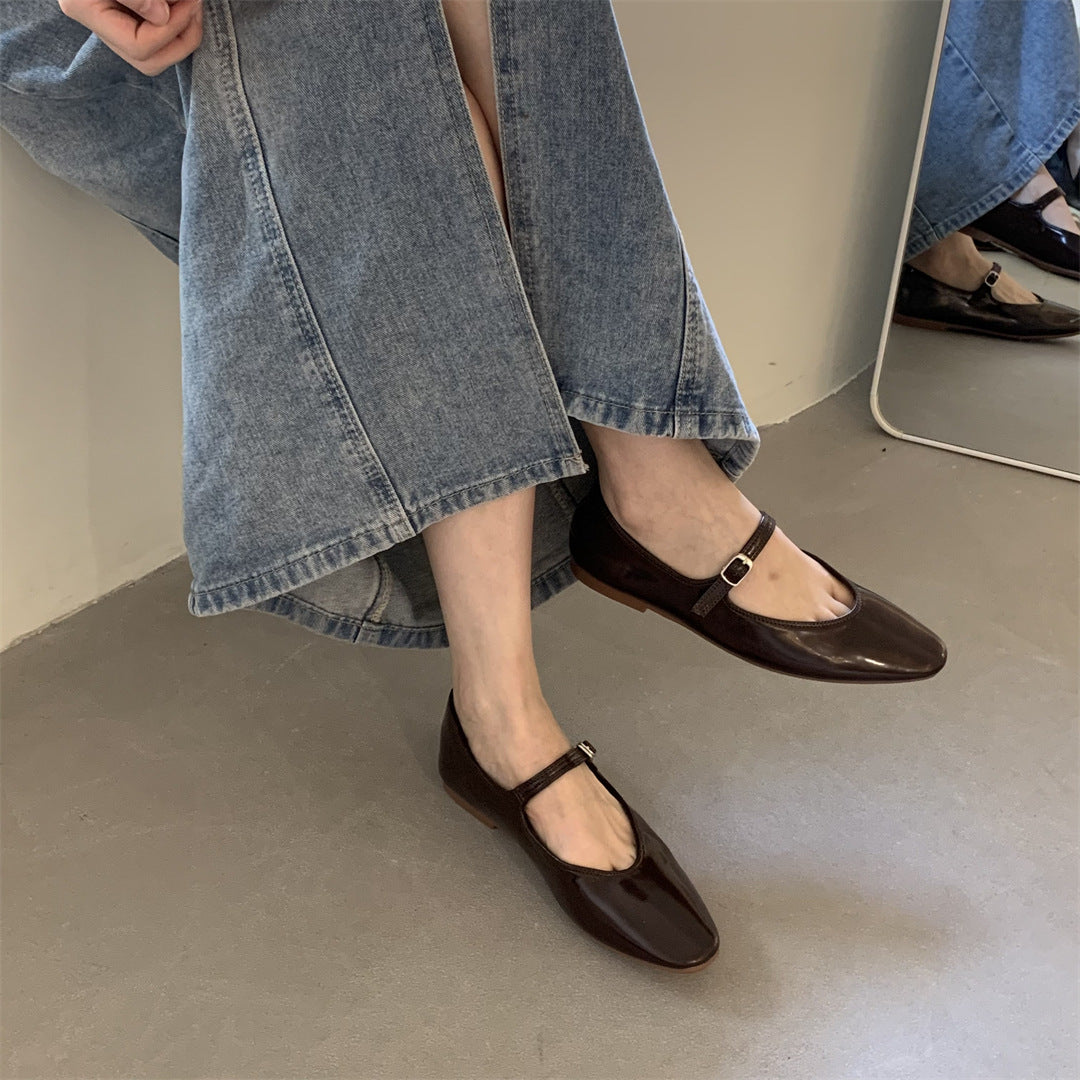 Women's Cross Buckle Flats Retro Soft Walking Shoes Daily Use Global swanky 1