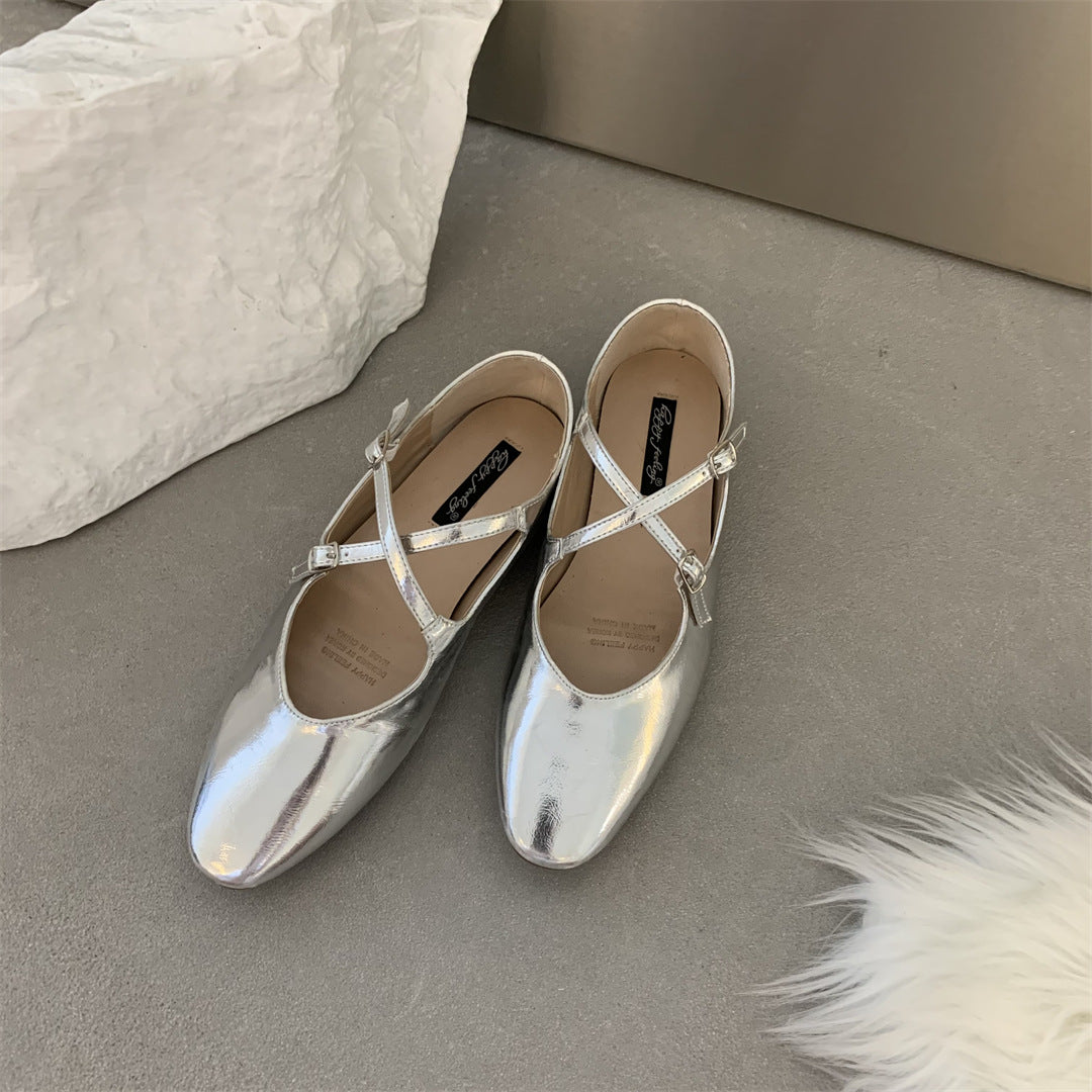 Women's Cross Buckle Flats Retro Soft Walking Shoes Daily Use Global swanky 3