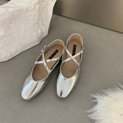 Women's Cross Buckle Flats Retro Soft Walking Shoes Daily Use Global swanky 3