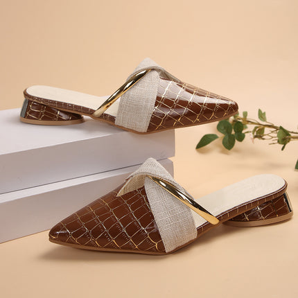 Women’s Fashion Pointed-Toe Low-Heel Outdoor Slippers global swanky 1