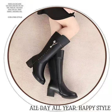 Women’s Fleece-Lined Tall Leather Boots with Wool Lining global swanky 2