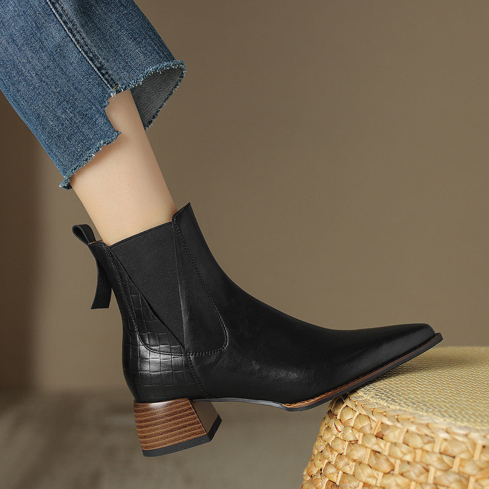 Women's Mid-Heel Pointed Toe Martens Boots for Daily Wear Use Global swanky 1