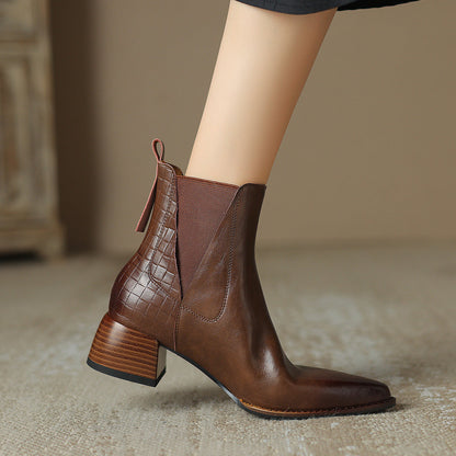 Women's Mid-Heel Pointed Toe Martens Boots for Daily Wear Use Global swanky 2