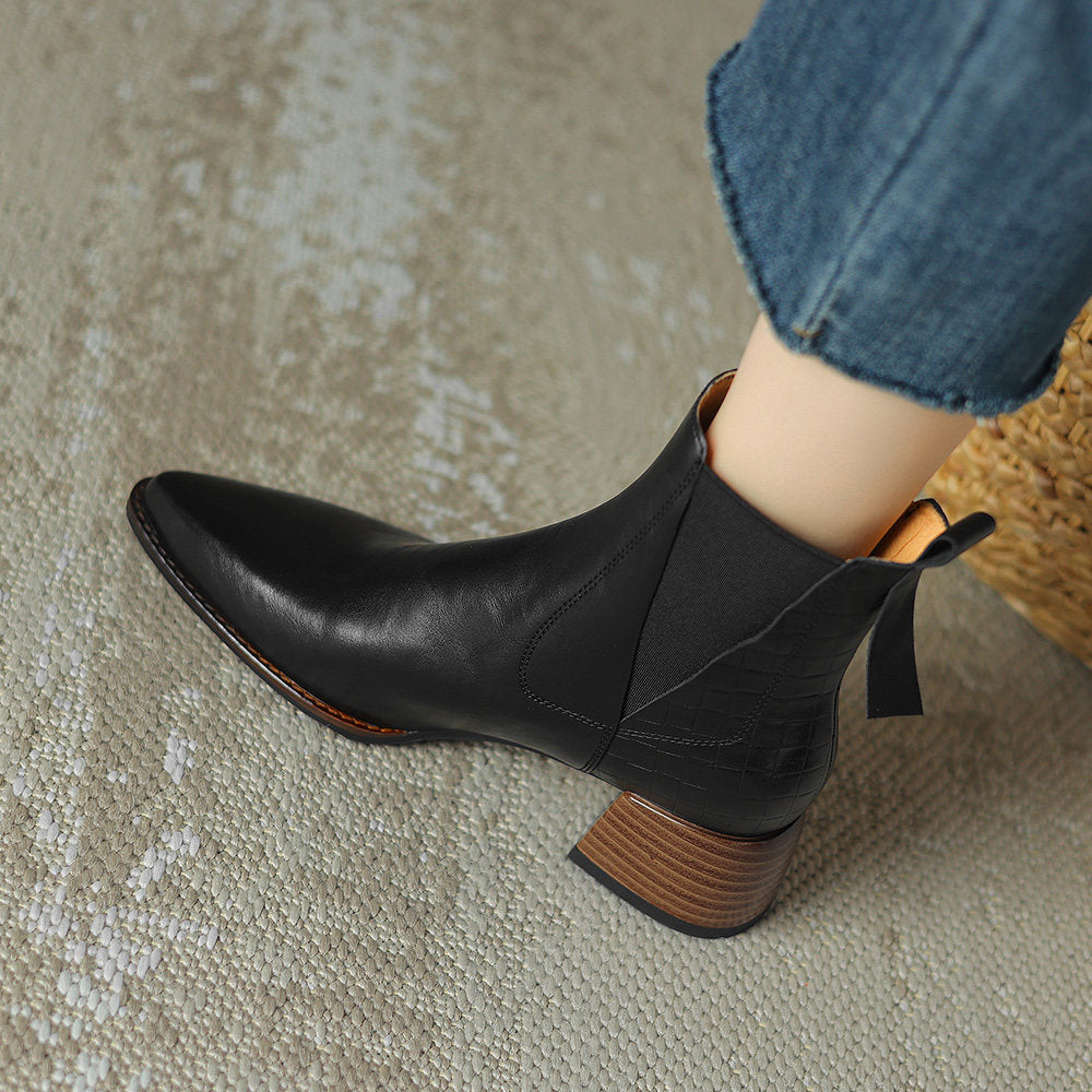 Women's Mid-Heel Pointed Toe Martens Boots for Daily Wear Use Global swanky 3