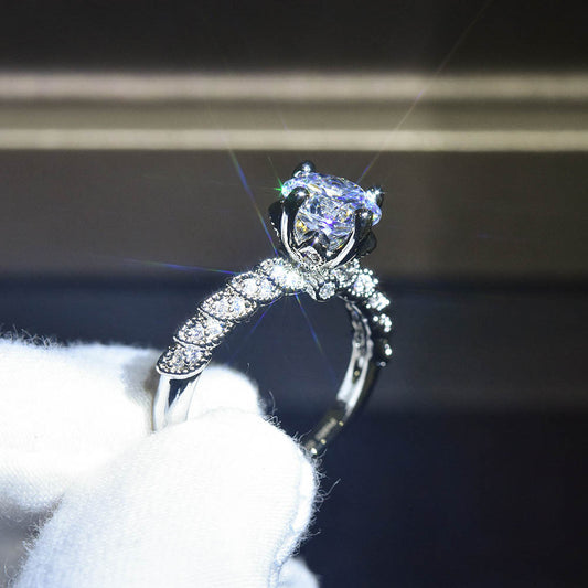 Women’s Moissanite Fortune Ring with Platinum Plating global swanky 3