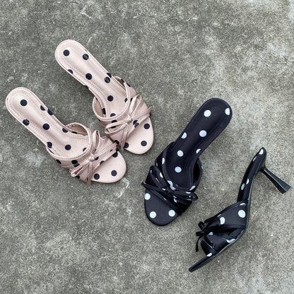 Women’s Polka-Dot Bow Slippers Cute Upgrade Home Footwear global swanky 1