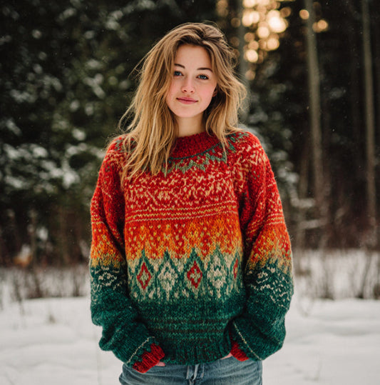 Women’s Printed Crew-Neck Sweatshirt – Cozy Sweater Style Wear global swanky 3