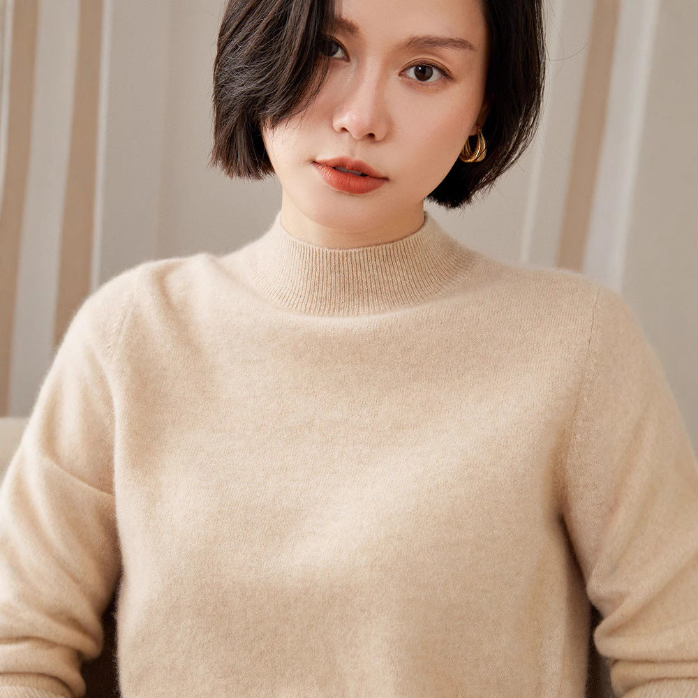  Women's Solid-Color Loose-Fit Mock-Neck Sweater Cozy Comfort
global-swanky 1