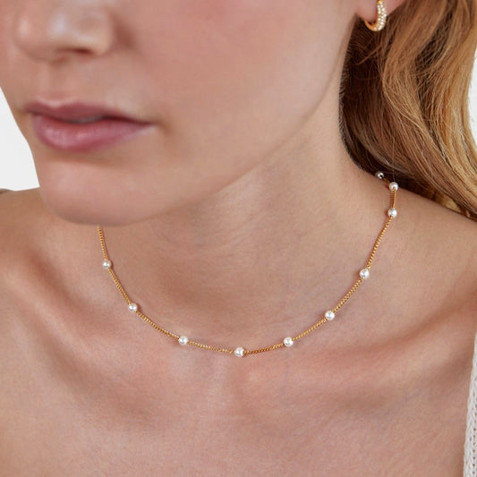 Women’s Titanium Steel Pearl Necklace Elegant Style global swanky 1