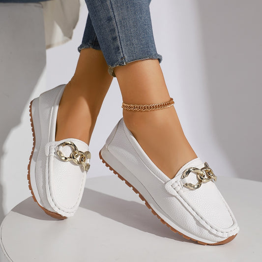 Womens Casual Fashionable Minimalist Metal-buckle Slip-on Shoes globalswanky 3