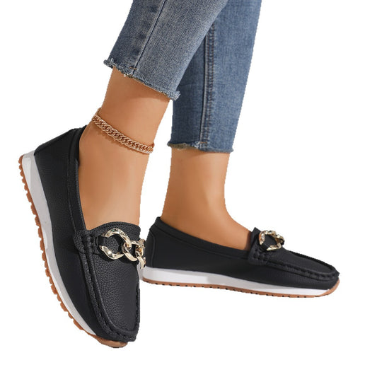 Womens Casual Fashionable Minimalist Metal-buckle Slip-on Shoes globalswanky 4