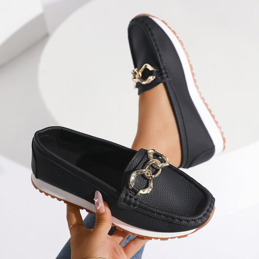 Womens Casual Fashionable Minimalist Metal-buckle Slip-on Shoes globalswanky 6