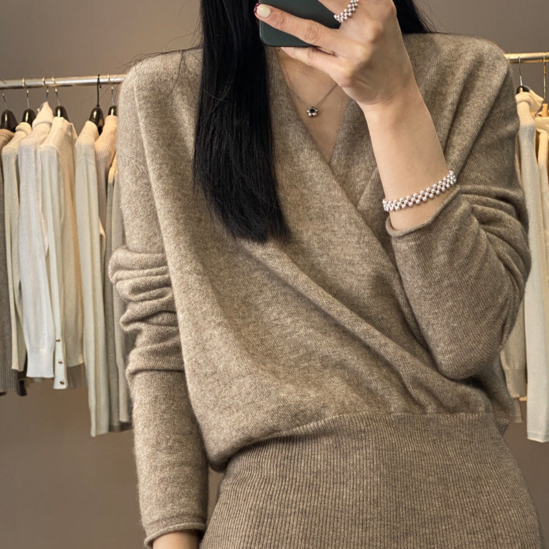 Womens Cross Collar Wool Knitwear Global swanky 1