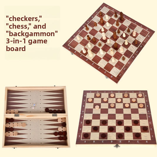  Wooden Chess Checkers Backgammon Set for Strategy Game Fun global-swanky 1
