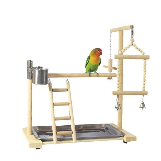 Wooden Parrot Standing Stand – Cockatiel Floor Perch global swanky 1