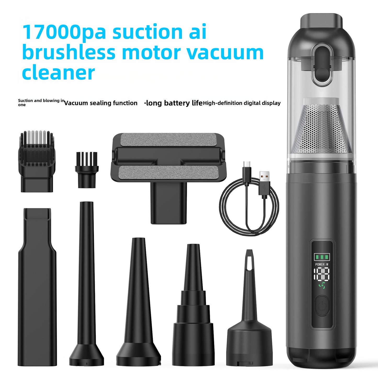 Handheld Cordless Vacuum Cleaner with Digital Display