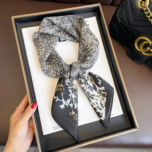 Yellow Small Square Silk Scarf For Women Fashion Accessory