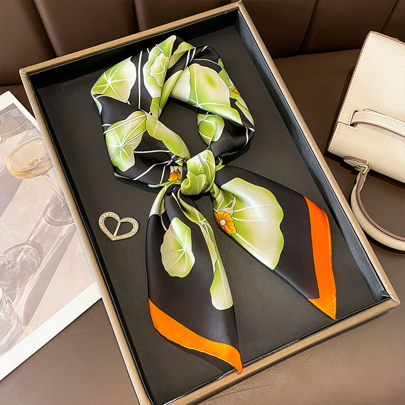 Yellow Small Square Silk Scarf For Women Fashion Accessory