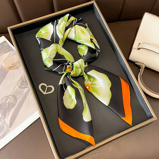 Yellow Small Square Silk Scarf For Women Fashion Accessory