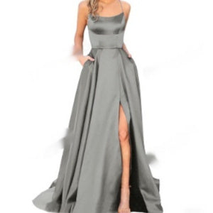 Solid Color Long Slimming Shoulder Hollow Bridesmaid Dress